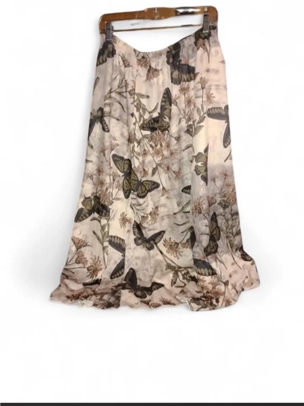 SHEIN Cream Butterfly Print Maxi Skirt